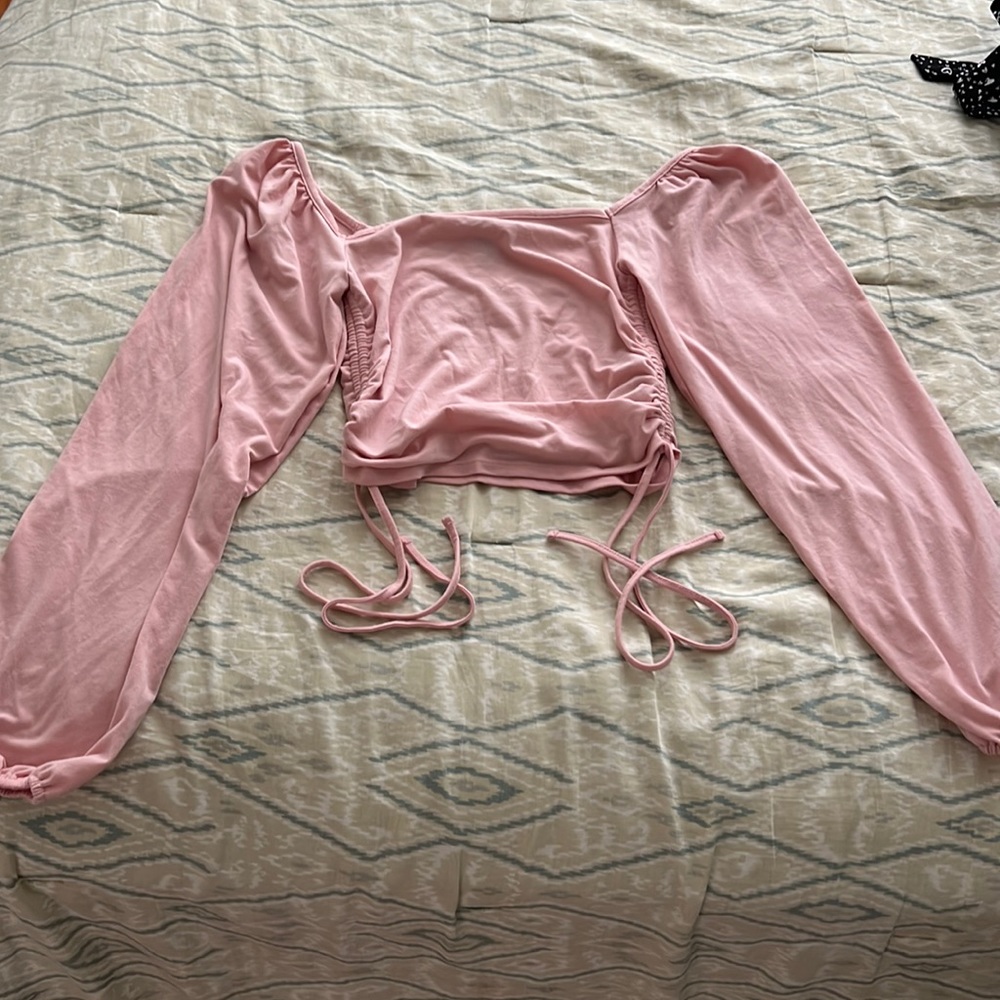 Cute cinched, long sleeve top